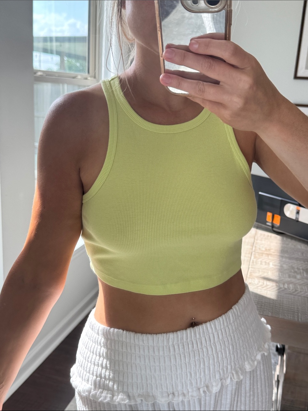 Lemon Lime Ribbed Racerback Crop Tank Top - Picture 4 of 7